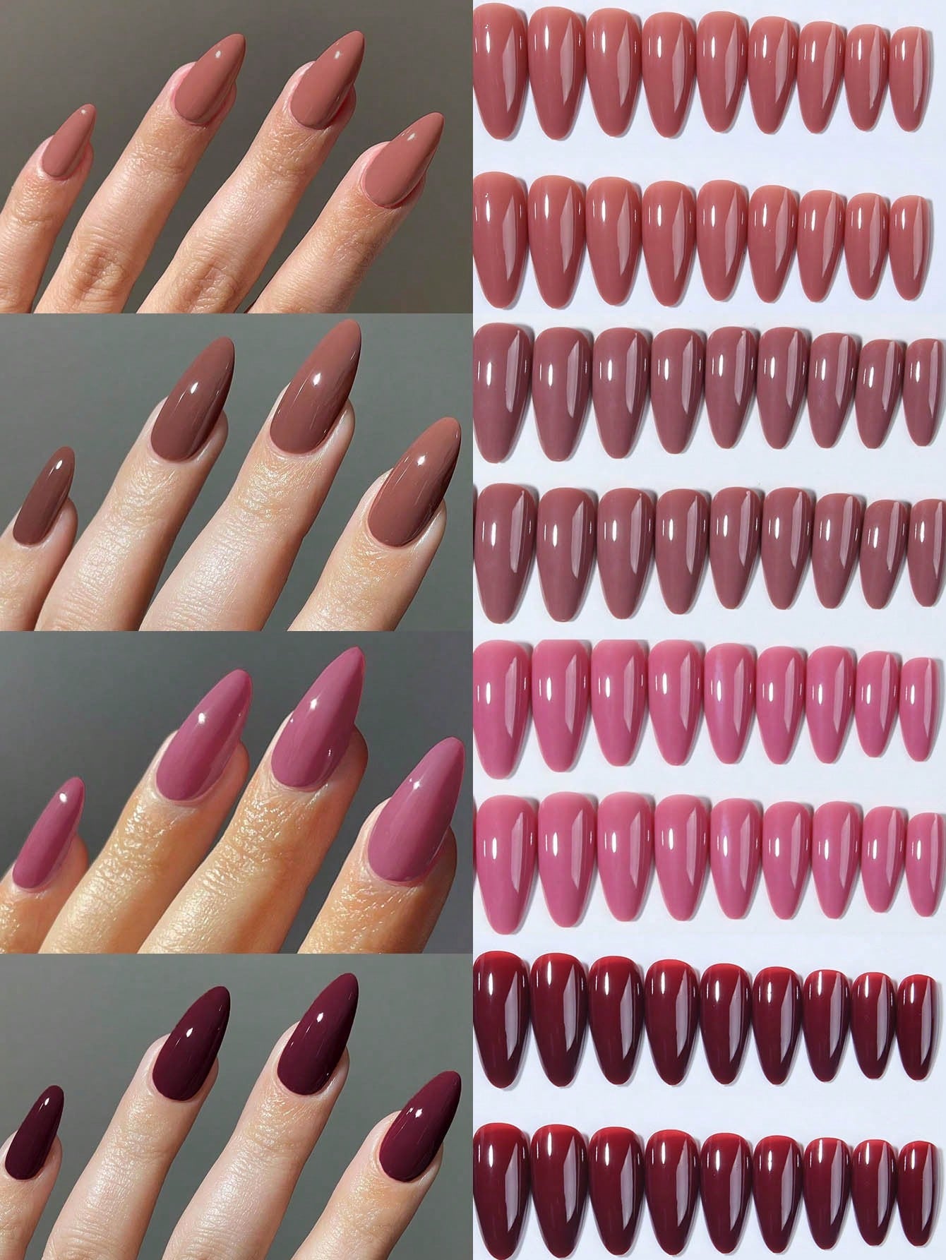 Long Almond Glossy Acrylic Press On Nails