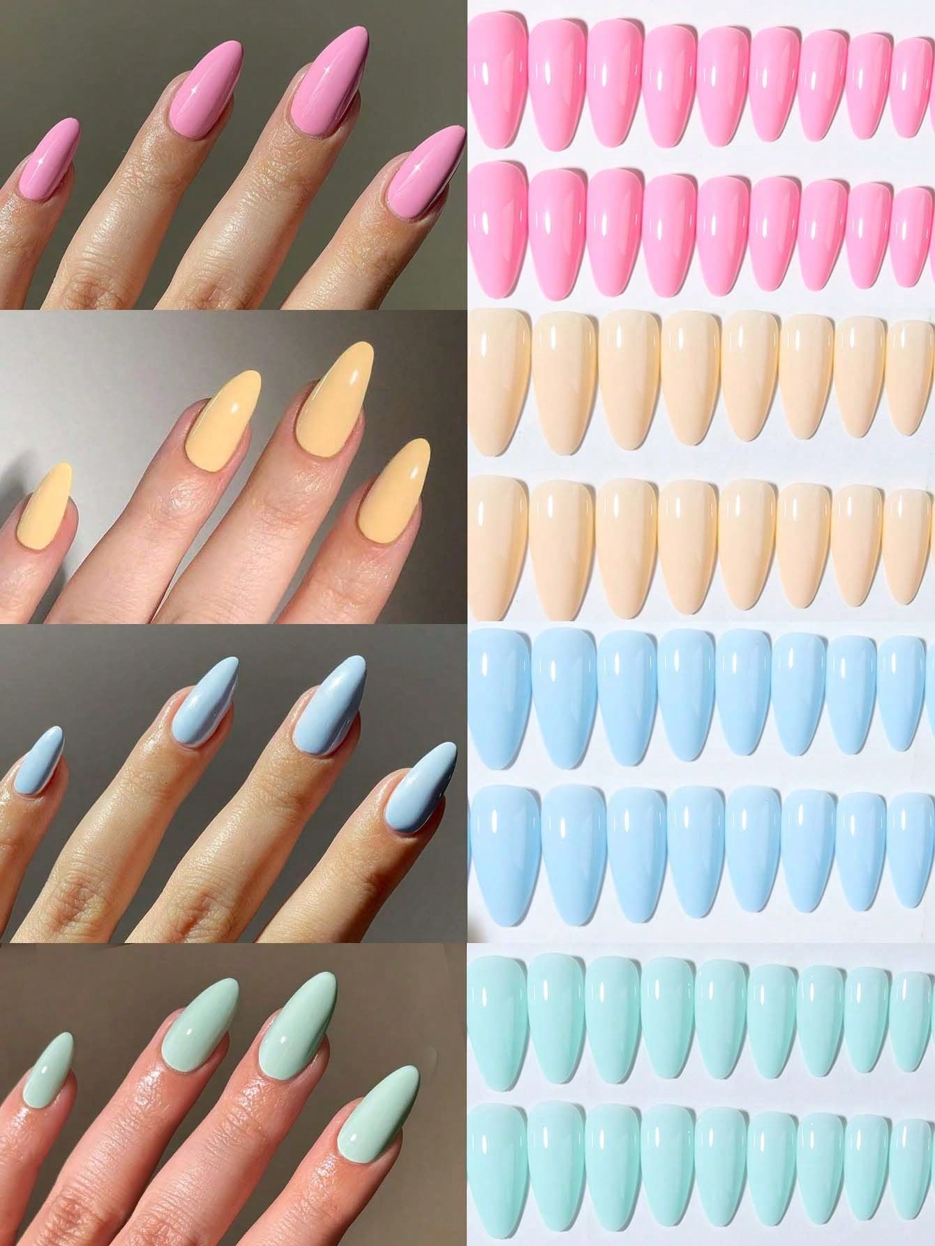 Long Almond Glossy Acrylic Press On Nail