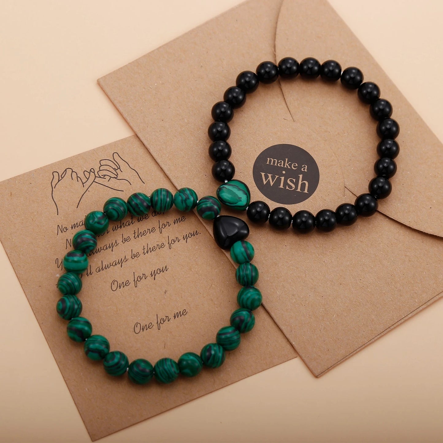 Black and Emerald Green Couples matching bracelets