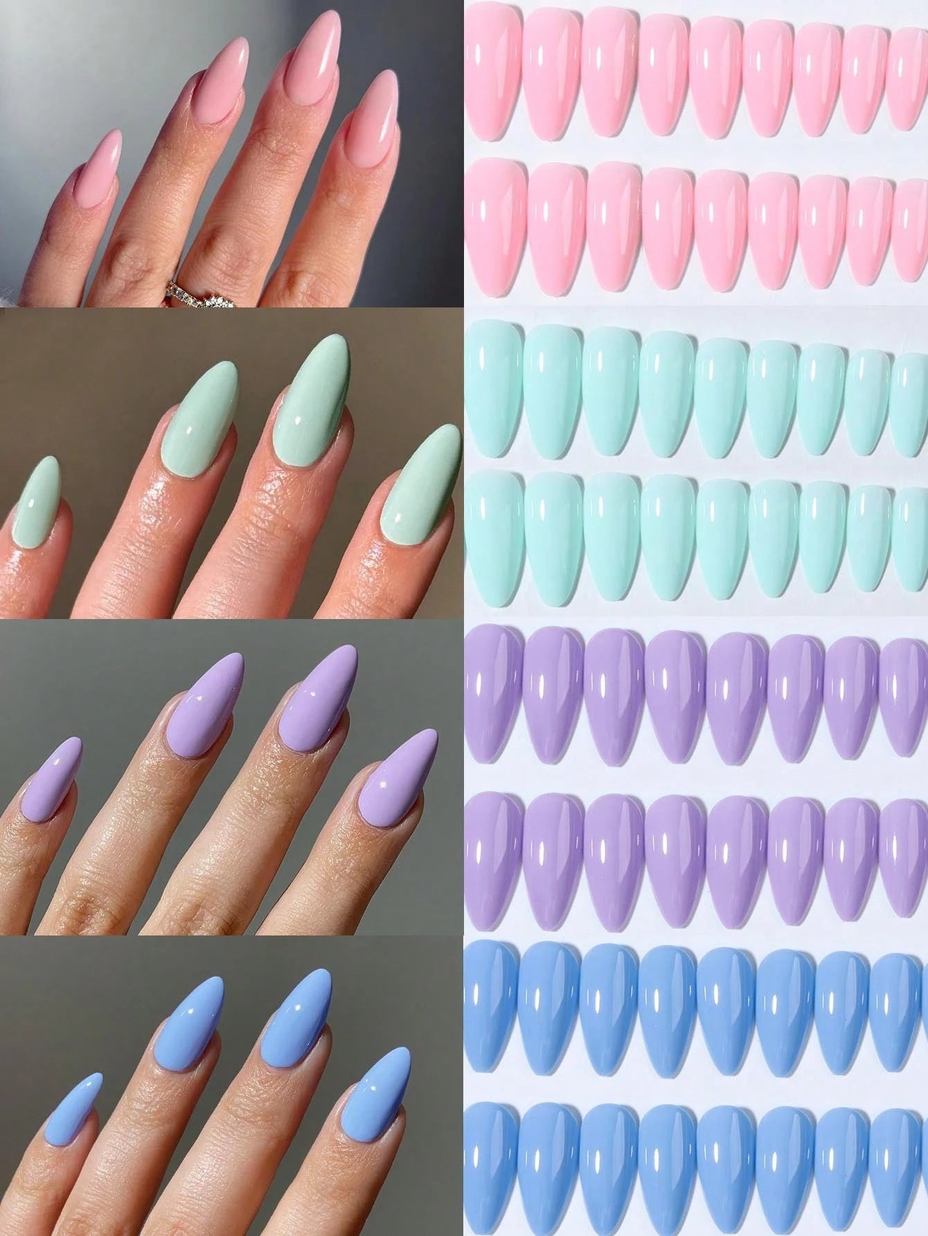 Long Almond Glossy Acrylic Press On Nails