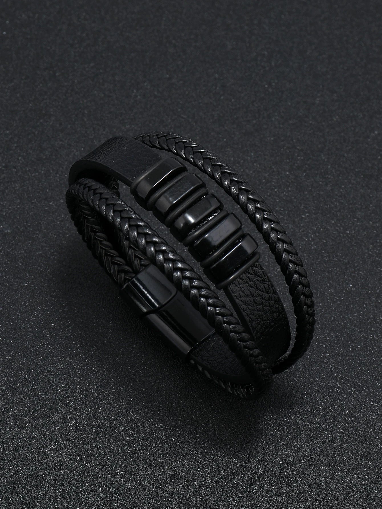 3 Parts Leather Magnetic Bracelet