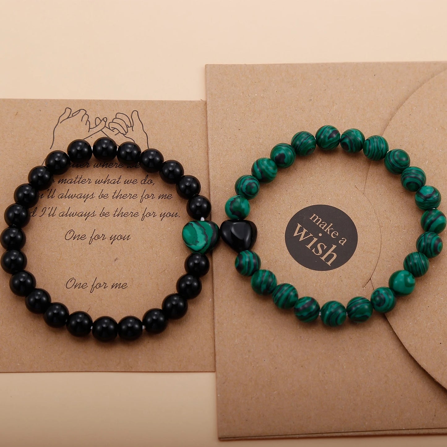 Black and Emerald Green Couples matching bracelets