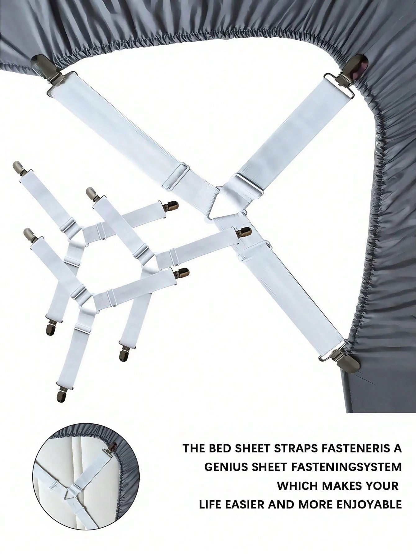 Anti-Slip Sheet Straps 4pcs