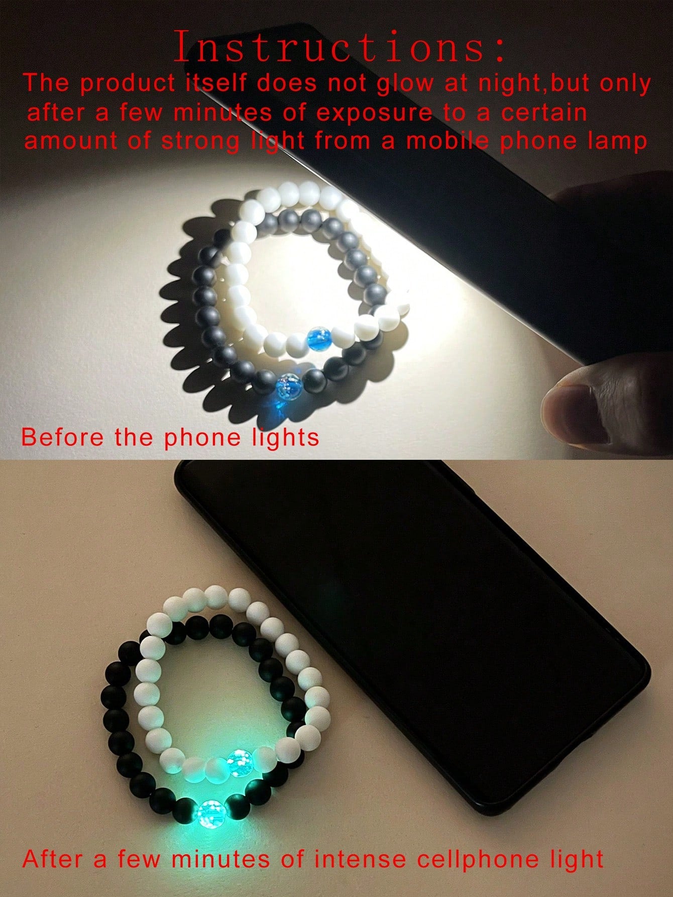 Couple Glow In The Dark Bracelet Stone