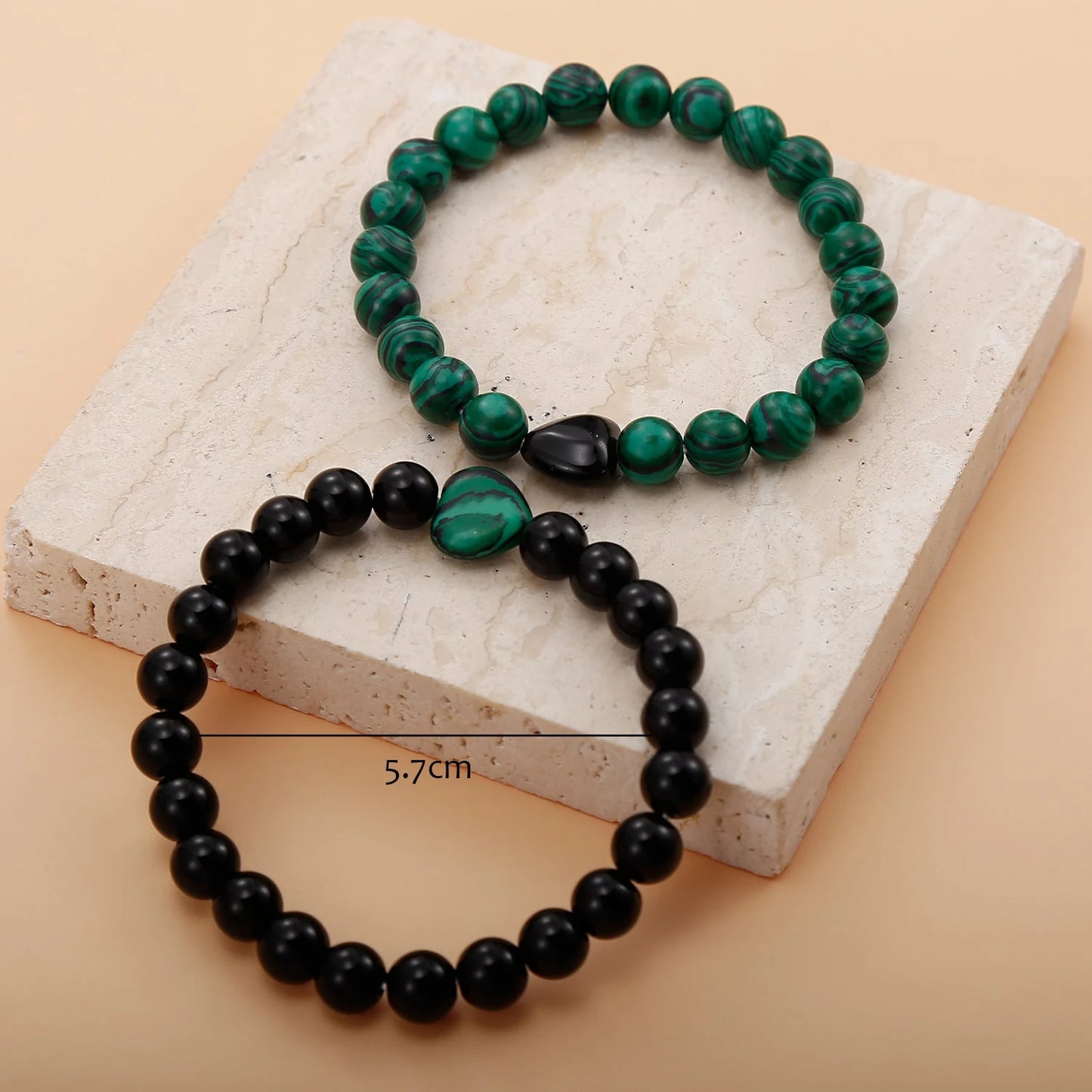 Black and Emerald Green Couples matching bracelets