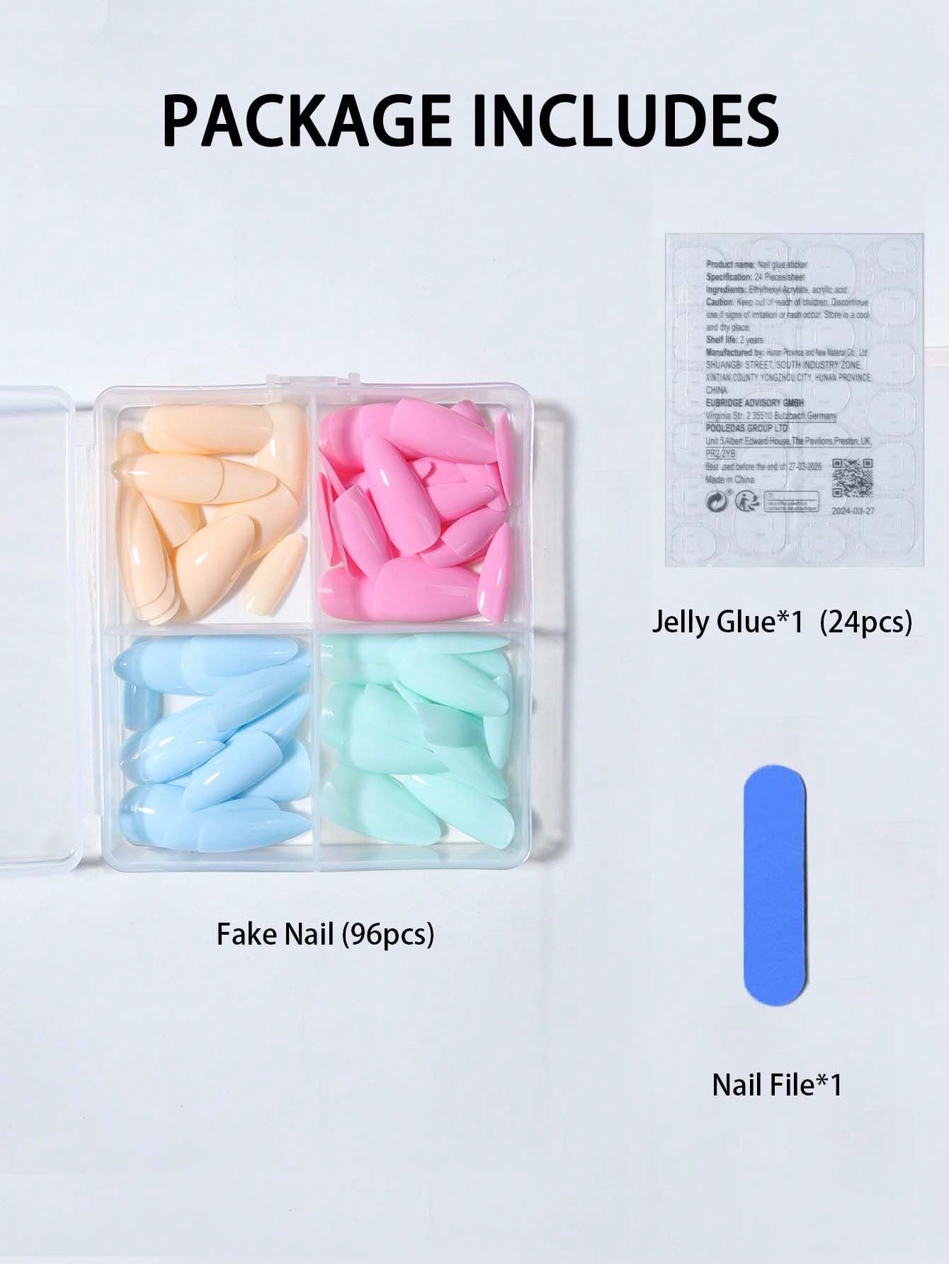 Long Almond Glossy Acrylic Press On Nail
