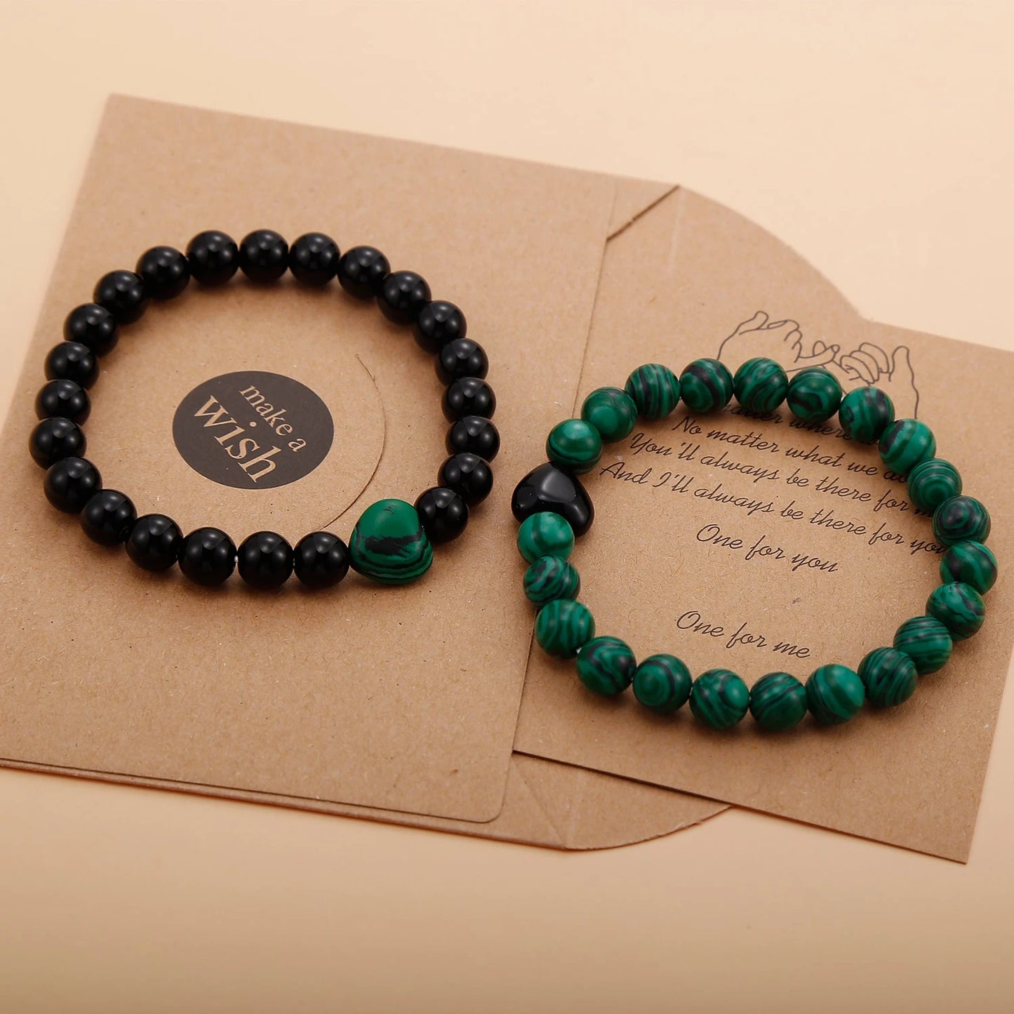 Black and Emerald Green Couples matching bracelets