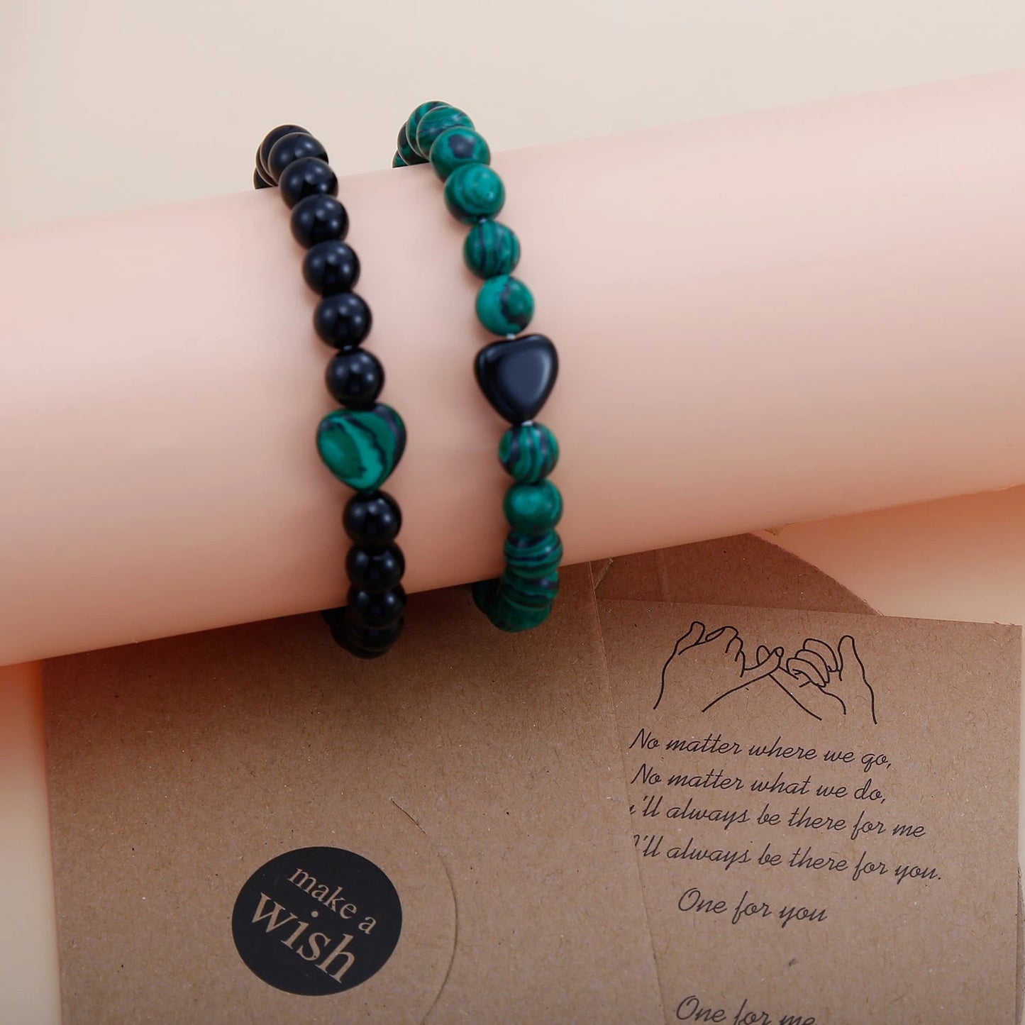 Black and Emerald Green Couples matching bracelets