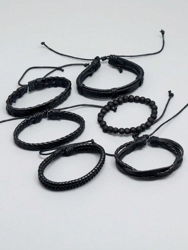 6pcs set Men Braided Bracelet