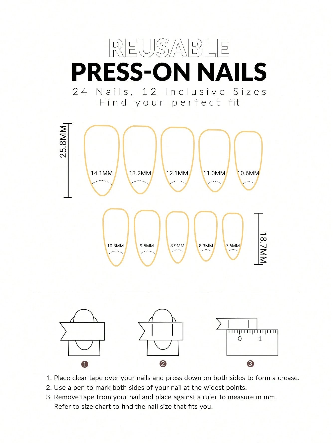 Long Almond Glossy Acrylic Press On Nails