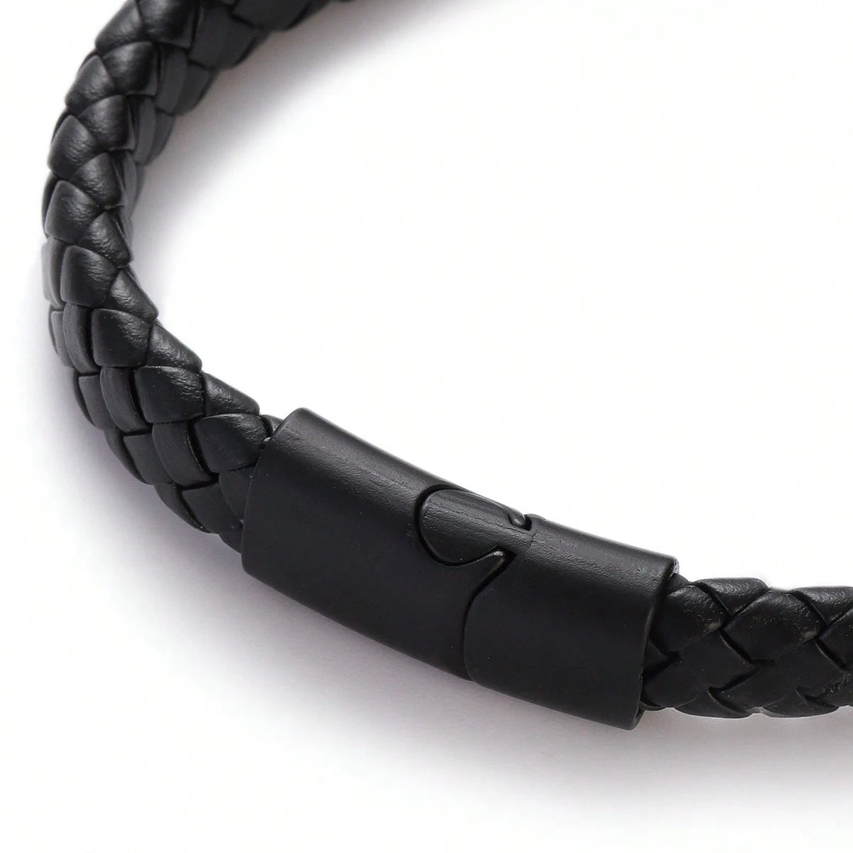 Black Matte Finish Leather Bracelet