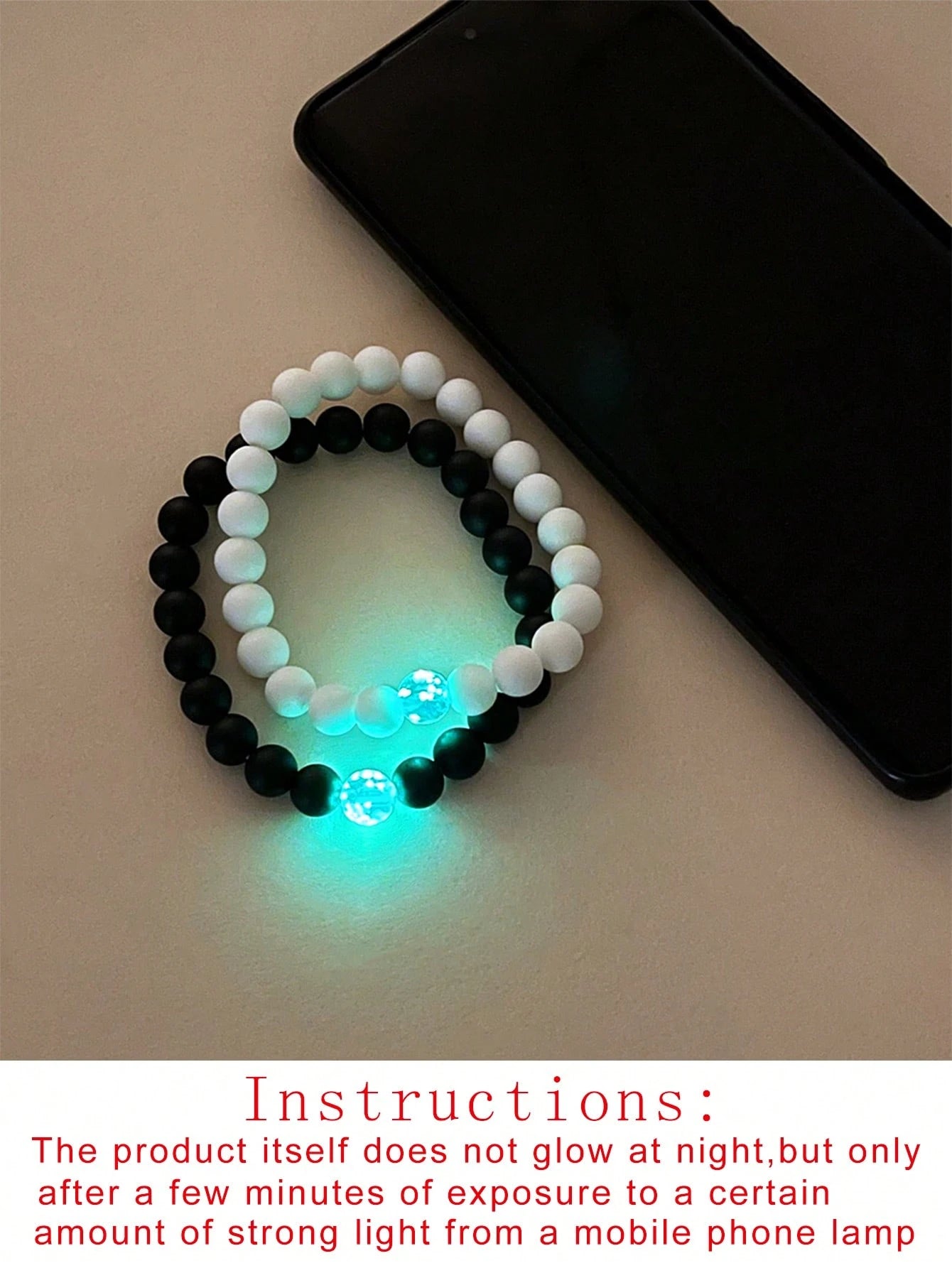 Couple Glow In The Dark Bracelet Stone