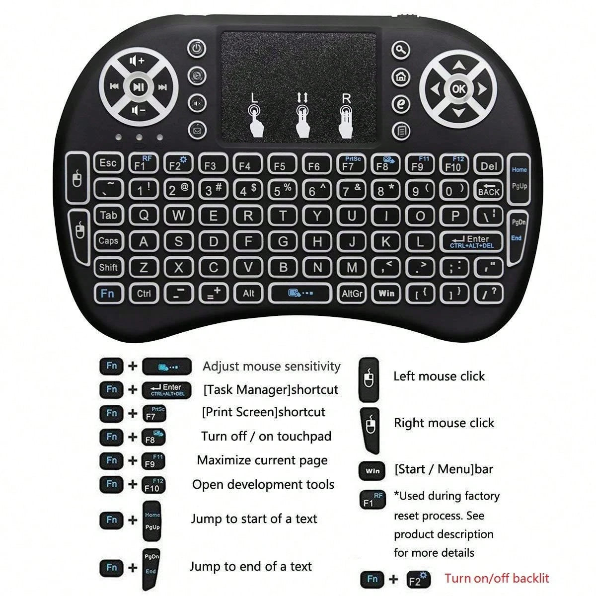 Mini Wireless Keyboard & Mousepad RGB LIGHTS