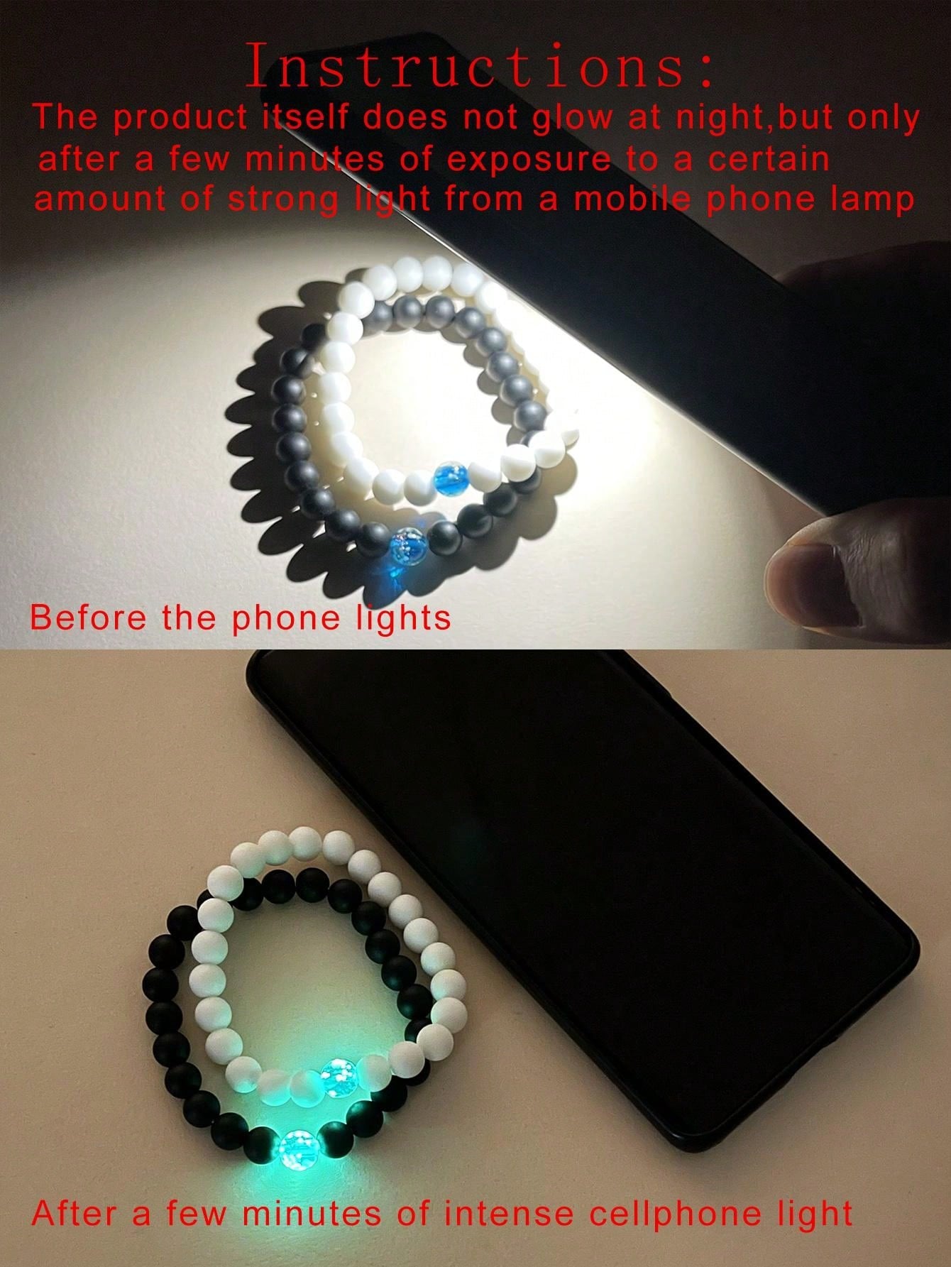 Couple Glow In The Dark Bracelet Stone