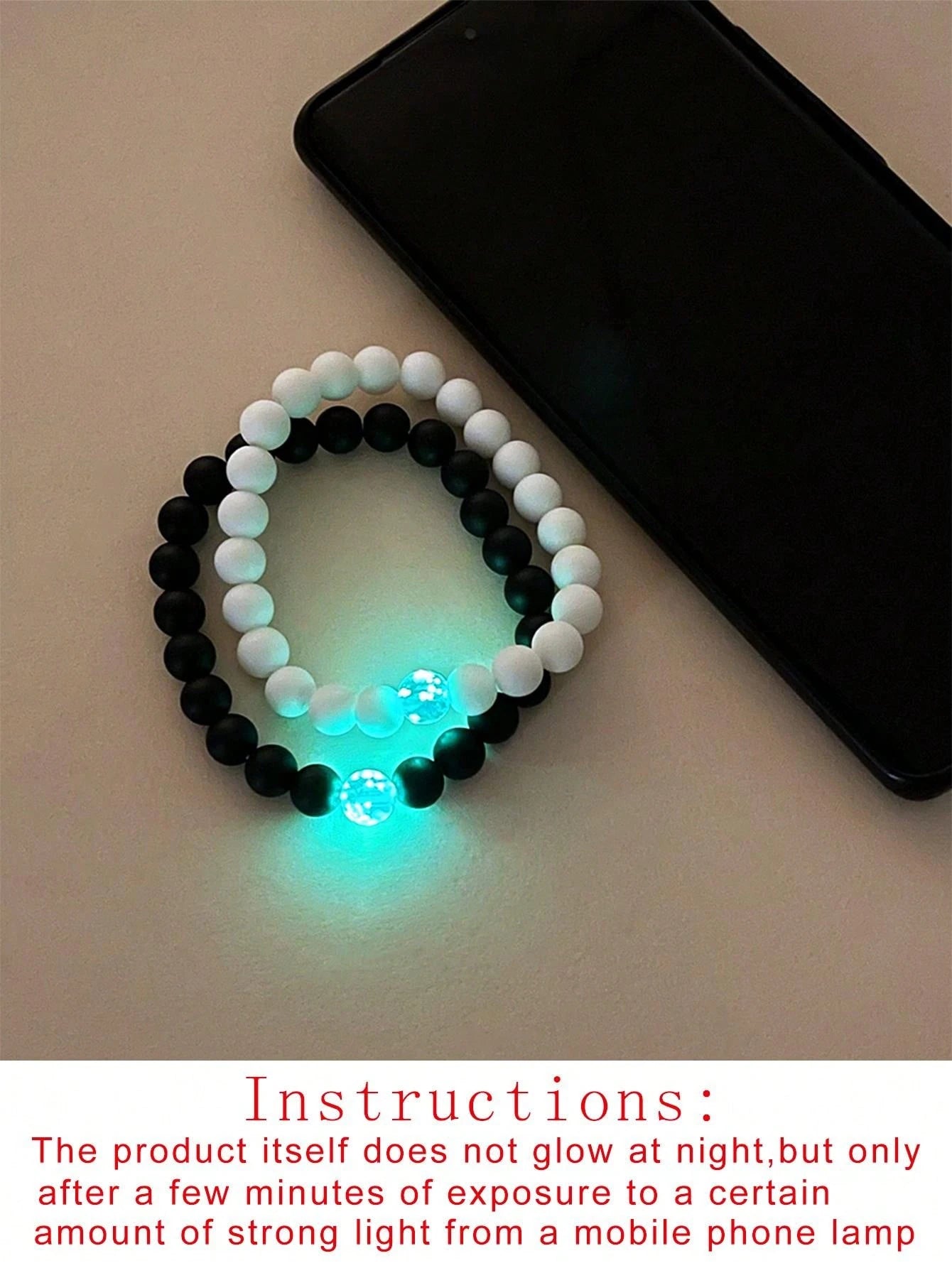 Couple Glow In The Dark Bracelet Stone