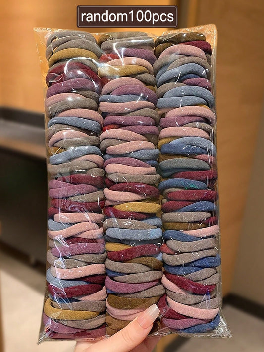 Women Plain Simple Hair Ties 100pcs