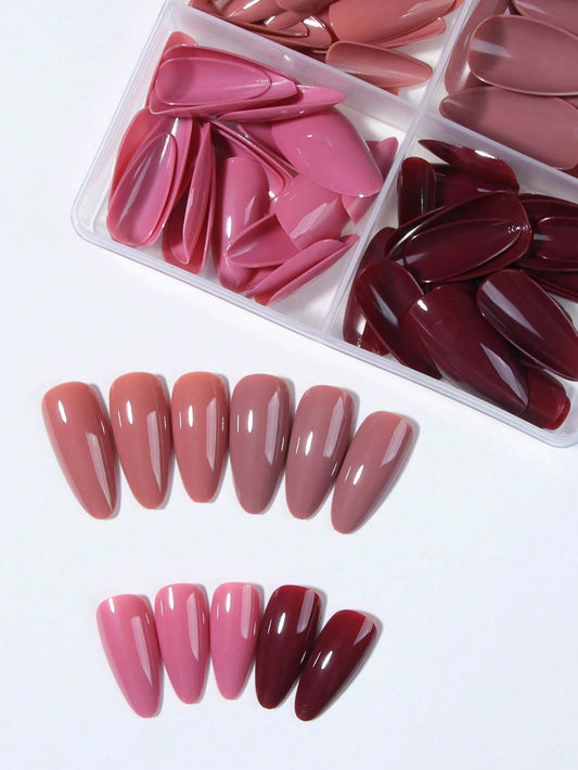 Long Almond Glossy Acrylic Press On Nails