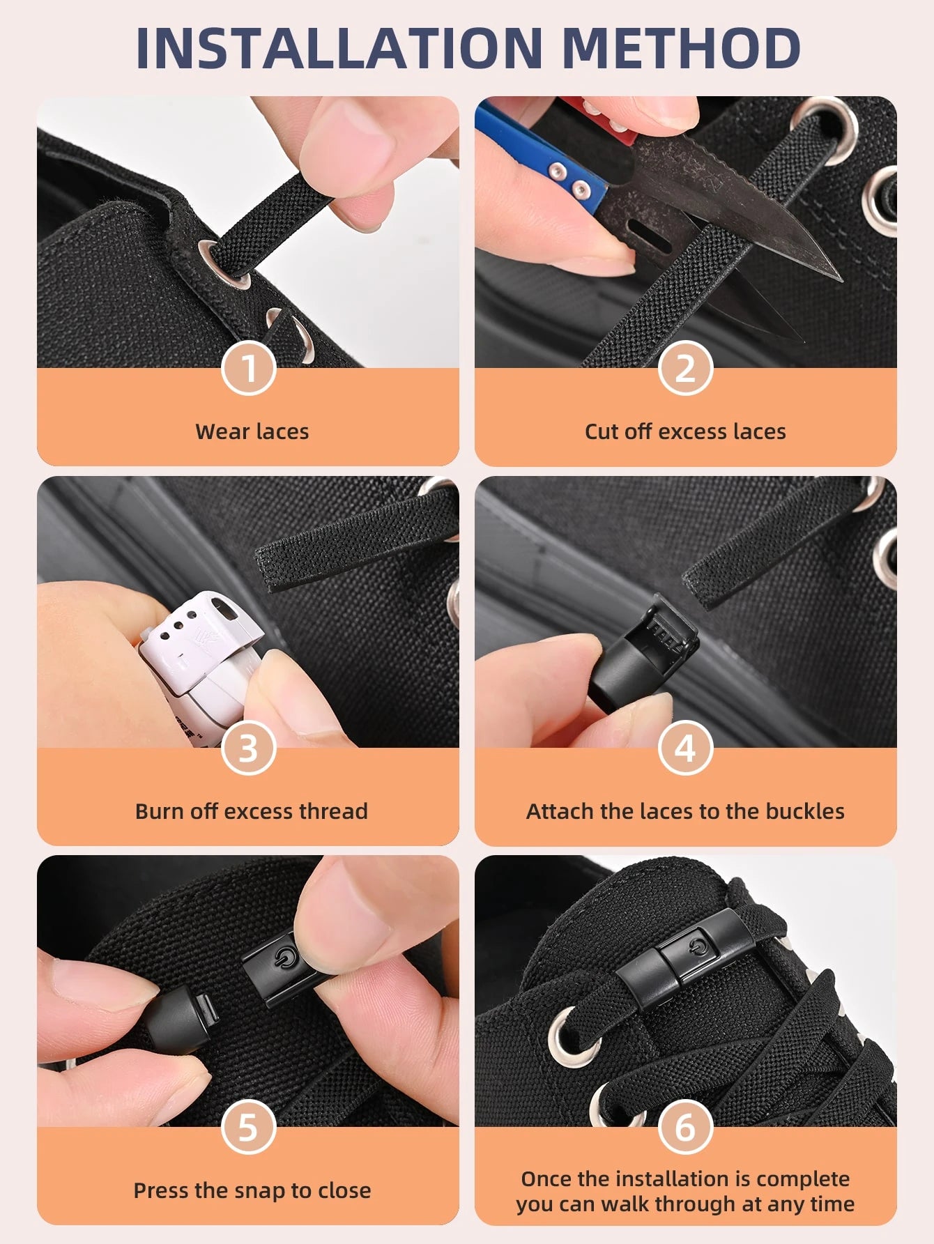 Elastic No-Tie Shoelaces With Lock Buckle