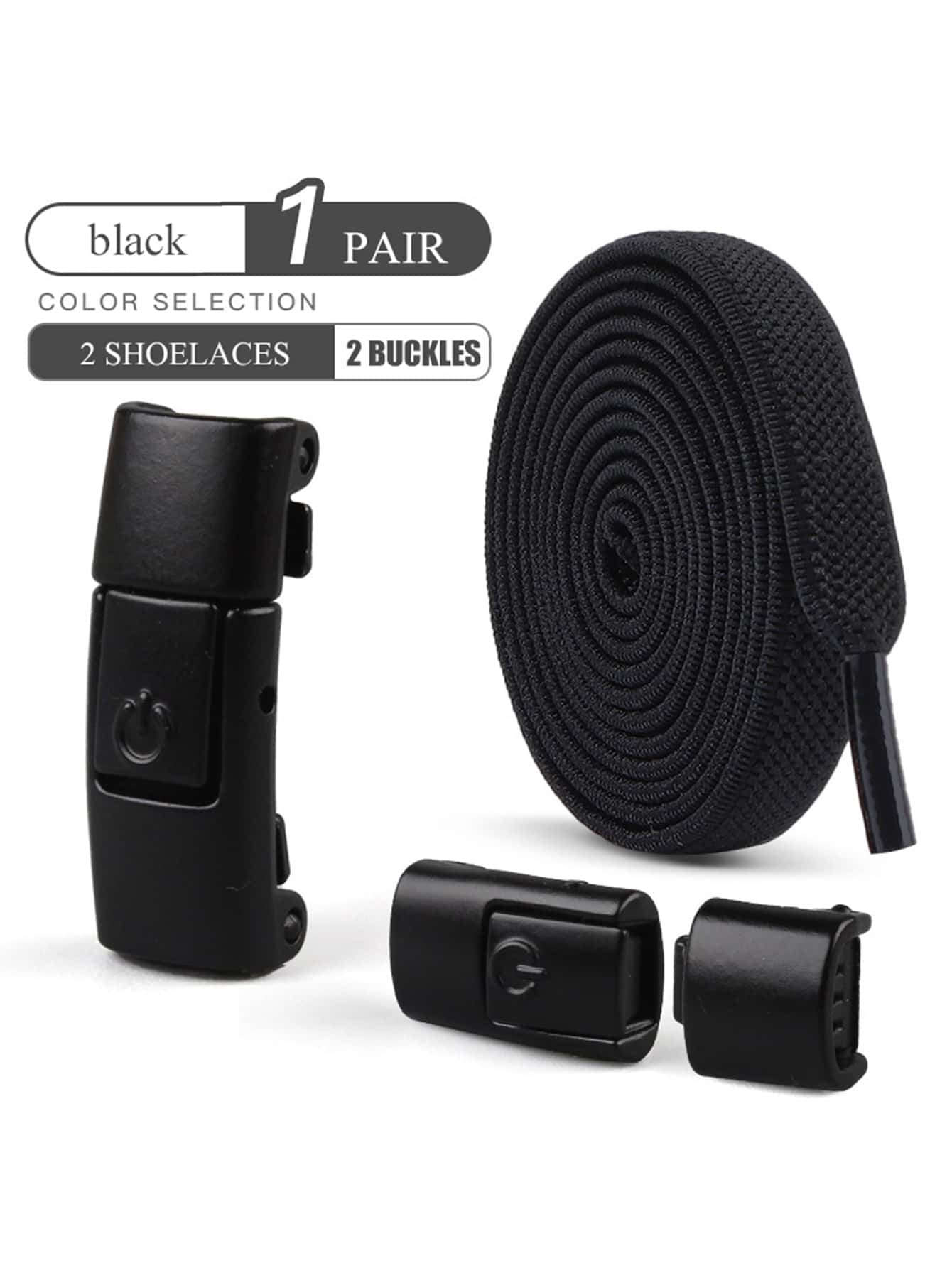 Elastic No-Tie Shoelaces With Lock Buckle